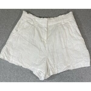 Vineyard Vines‎ Women's Shorts Size 12 White Linen Lined Belt Loops Zip Ruffle